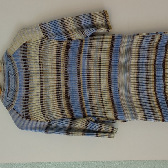 Simkhai Solana French Blue Ribbed Collared Knit Body Cone Preppy Knee Dress XL - Picture 9 of 12